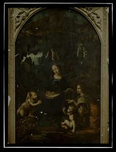 Reproduktion von Leonardo da Vinci, Die Felsgrottenmadonna, Louvre von Anonymous