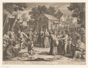 Sancho Panza kauft auf einem Markt ein von Anonymous