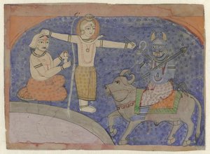 Shiva tötet Yama mit seinem Dreizack