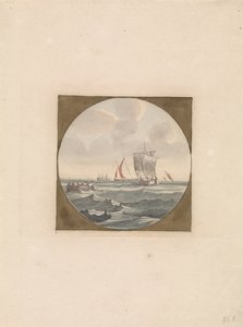 Schaluppe und Segelschiffe auf See von Anonymous