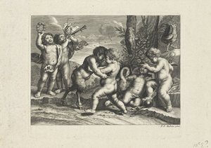 Spielende Putti in einer Landschaft