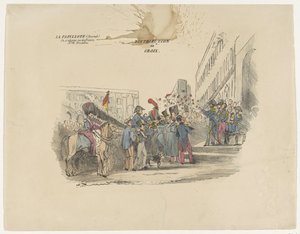 Spotprent auf die Verteilung belgischer Ehrenkreuze, 1834 von Anonymous