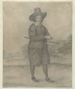 Stehender Mann mit breitkrempigem Hut, ganzfigurig von Anonymous