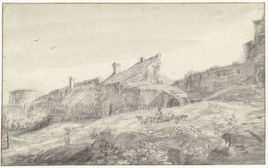 Stadtmauer mit angebauten Häusern