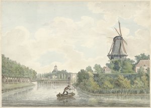 Stadtmauern von Middelburg mit der Koepoort, der Oostkerk und einer Mühle
