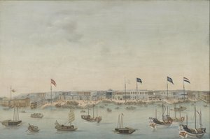 Drei Ansichten des Perlflusses: Kanton, Macao, Whampoa
