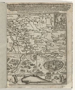Titelblatt des Pamphlets: Walvisch von Berckhey (...) gestrandet ist Anno 1598. den 3. Februarij, 1599