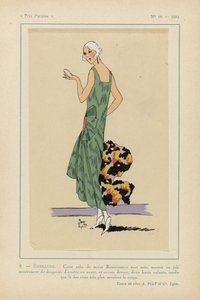 Très Parisien, 1923, No 10: 9. - EMERAUDE. - Diese Renaissance-Moire-Kleid...