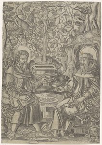 Zwei Heilige bei Christus als Fons Vitae von Anonymous