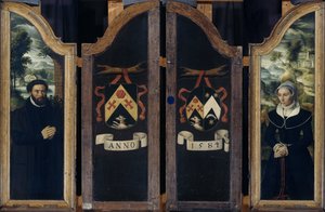 Zwei Flügel eines Triptychons mit den Porträts von Julien de Brouckere und seiner Frau Elisabeth Canneel