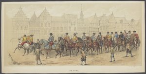 Utrechter Maskerade, Platte a: der Adel, 1856 Die Gründer der niederländischen Freiheit (Zeit von Wilhelm I.) dargestellt von den Mitgliedern des Utrechter Studenten-Corps zur Feier des 220-jährigen Bestehens der Utrechter Hochschule von Anonymous