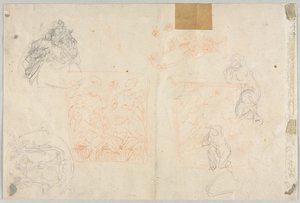 Verschiedene Skizzen von Figuren und Pflanzen (verso) von Anonymous