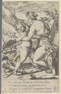 Venus kämmt ihr Haar von Amor (Szenen mit Venus und Amor) (Scherzi d