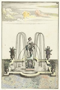 Quadratisches Becken mit halbrunden Ausstülpungen (Architectura Curiosa Nova)