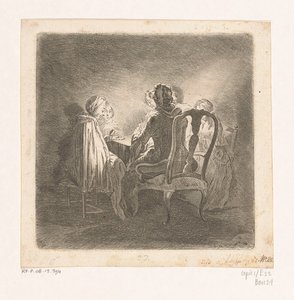 Fünf kartenspielende Damen