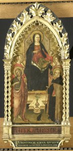 Jungfrau und Kind auf dem Thron mit vier Heiligen, Johannes der Täufer, Antonius Abt, Elisabeth von Ungarn, eine weibliche Heilige von Anonymous