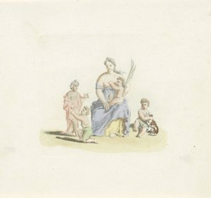 Frau mit Kind auf dem Schoß und Palmzweig in der Hand von Anonymous