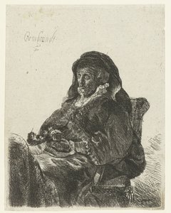 Witwe mit schwarzen Handschuhen (Rembrandts Mutter als Witwe) von Anonymous