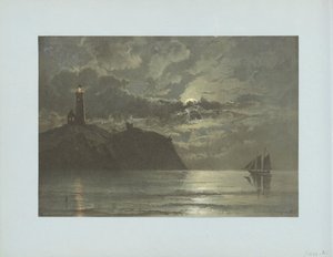 Meeresansicht mit Leuchtturm nach Gemälde von C. Frederick Sørensen von Anonymous