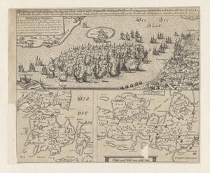 Seeschlacht in der Sont, 1658, Abbildung dess Holländischen Anzugs im Sündt / und drauff erfolgten sehr blütigen Treffens, Freitags den 29. Octobris A. und 8 Novembr. ... Ao. 1658 (Titel auf dem Objekt)