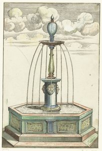 Sechseckiges Becken mit kurzer Säule
