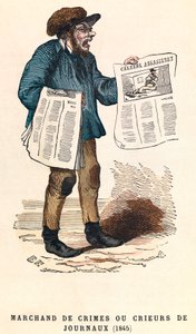 Zeitungsverkäufer in Paris 1845, Gravur