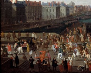 Aktivitäten und Passage auf der Pont Neuf in Paris