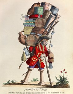 Karikatur der Apotheker von Paris gegen den Herzog von La Force im Jahr 1721 (Regierungszeit von König Ludwig XV.)