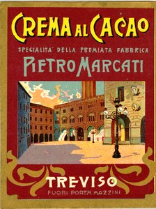 Werbung für Kakaocreme Marcati aus Treviso (Chromolithographie)