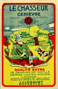 Werbeaufkleber für Jenever-Likör aus Belgien