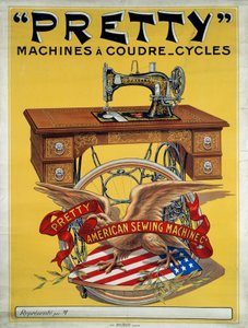 Werbeplakat für die amerikanische Nähmaschine „Pretty“, 20. Jahrhundert. Private Sammlung.