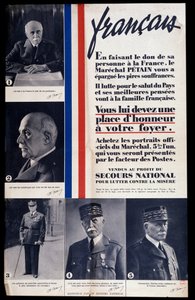 Werbeplakat für den Verkauf von Porträts von Marschall Philippe Petain während des Zweiten Weltkriegs und Lobpreisung Petains (verkauft zugunsten der nationalen Hilfe zur Bekämpfung der Armut) von Anonymous Anonymous