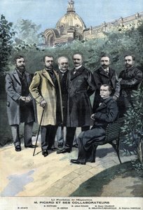Alfred Picard, General-Kurator der Ausstellung von 1900 mit seinen Mitarbeitern Delaunay Belleville, Stephane Derville, Bouvard, Grison und Francois Arago
