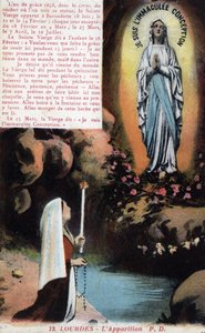 Erscheinung der Jungfrau Maria vor Bernadette Soubirous (1844-1879) in der Grotte von Lourdes - Hautes Pyrenees (65) Postkarte um 1900 von Anonymous Anonymous