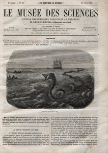 Erscheinung der Seeschlange. Gravur von 1858. Eine der „Musée des sciences“ vom 14. April von Anonymous Anonymous