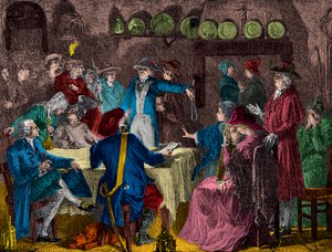 Verhaftung von König Ludwig XVI. und der königlichen Familie in Varennes 1791, Gravur, private Sammlung