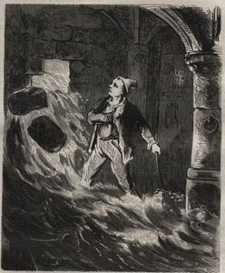 Fluchtversuch aus dem Bagne von Toulon im 19. Jahrhundert. Gravur in „Histoire des bagnes depuis leur création à nos jours“ (1877) von Pierre Zaccone. Private Sammlung.