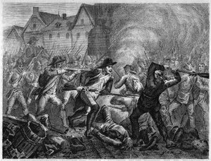 Schlacht von Le Mans 1793 während des Vendée-Krieges. Gravur von 1866 in „Histoire de la Revolution francaise“ von Adolphe Thiers. Private Sammlung.