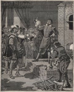 Bernard Palissy (1510-1589), französischer Keramiker, holt seine ersten emaillierten Stücke aus dem Ofen. Gravur von 1880 in 
