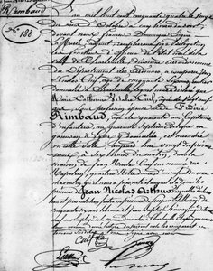 Geburtsurkunde von Arthur Rimbaud (1854-1891), französischer Dichter Charleville, Musée Rimbaud.