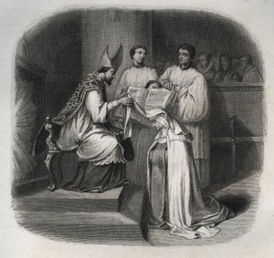 Selige Maria von der Menschwerdung (Jeanne Avrillot) (1566-1618) französische Mystikerin, die 1614 den Schleier der Karmelitin empfängt. Gravur von 1846 in 