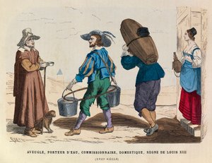 Blinder Mann, Wasserträger, Kommissionär und Hausdiener, Herrschaft von König Ludwig XIII. von Frankreich im 17. Jahrhundert - Private Sammlung