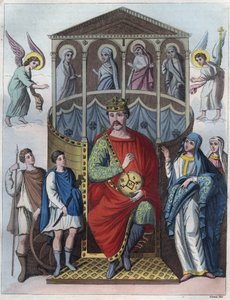 Karl der Kahle, König von Westfranken, Italien und Heiliger Römischer Kaiser, 823 - Porträt von Karl II. der Kahle (823 - 877), König von Frankreich Gravur aus „Usi e Costumi di Tutti i Popoli dell