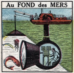 Kinematograph: Filmdreh am Meeresgrund. Anonyme Illustration von 1925. Private Sammlung von Anonymous Anonymous