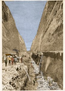 Bau des Korinthkanals 1893 - Gravur - Bau des Korinthkanals.