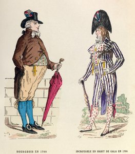 Kostüm einer Bürgerin und eines Incroyable in Gala-Kleidung im Jahr 1788 - Privatsammlung von Anonymous Anonymous
