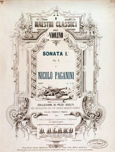 Titelseite der Partitur von Sonata 1, op 2 von N Paganini