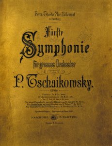 Titelblatt der Partitur der Symphonie Nr. 5 in e-Moll Opus 64 von Piotr Iljitsch Tschaikowski