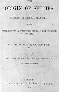 Titelseite des Buches „Die Entstehung der Arten“ von Charles Darwin (1809 - 1882). Ausgabe von 1878. von Anonymous Anonymous