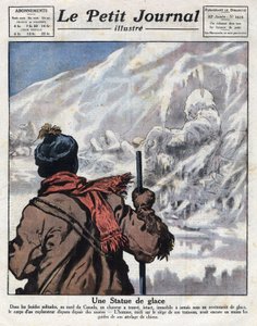 Entdeckung des Körpers eines Entdeckers im Eis von Kanada, der seit Jahren verschwunden war. Illustration aus „Le petit journal“ vom 11.12.1921. Private Sammlung von Anonymous Anonymous